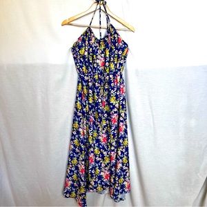Tularosa Blue Floral Halter Top Maxi Dress.  Size L
